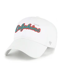 '47 Brand Women's White Miami Dolphins Trendy Script Clean Up Adjustable Hat