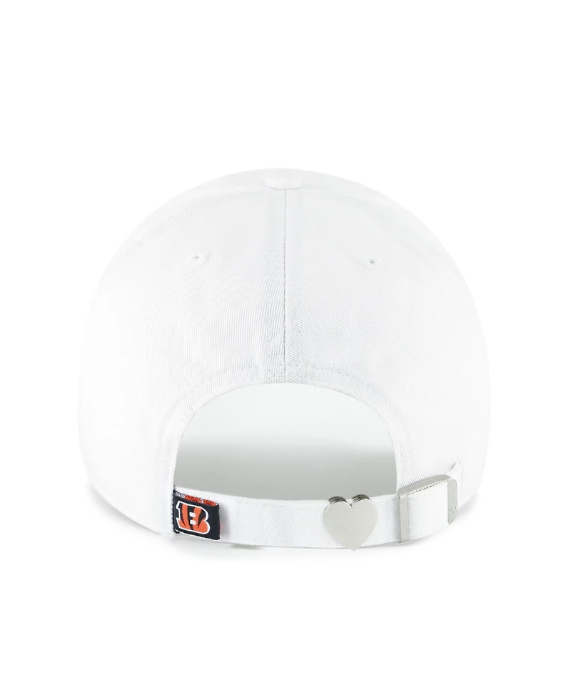 '47 Brand Women's White Cincinnati Bengals Trendy Script Clean Up Adjustable Hat