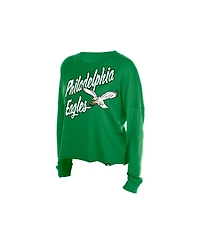 New Era Women's Philadelphia Eagles Cropped Oversized Long-Sleeve T-Shirt