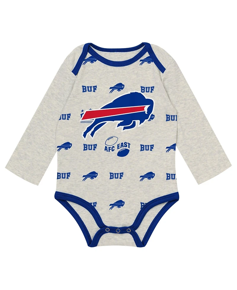 Outerstuff Baby Boys and Girls' Buffalo Bills Huddles Giggles Cotton Creeper, Pants Hat, 3-Piece Set