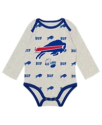 Outerstuff Baby Boys and Girls' Buffalo Bills Huddles Giggles Cotton Creeper, Pants Hat, 3-Piece Set