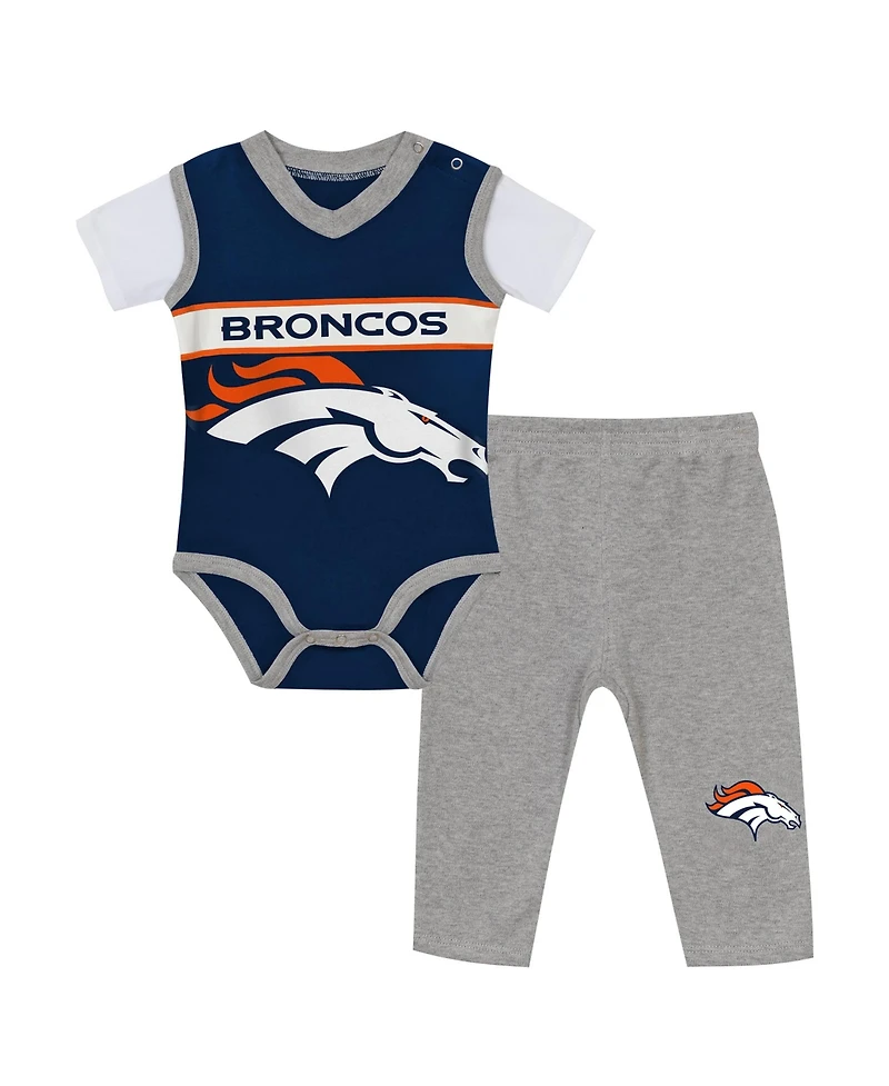 Outerstuff Baby Boys' and Girls' Denver Broncos Cotton Short-Sleeve Bodysuit and Pants Set