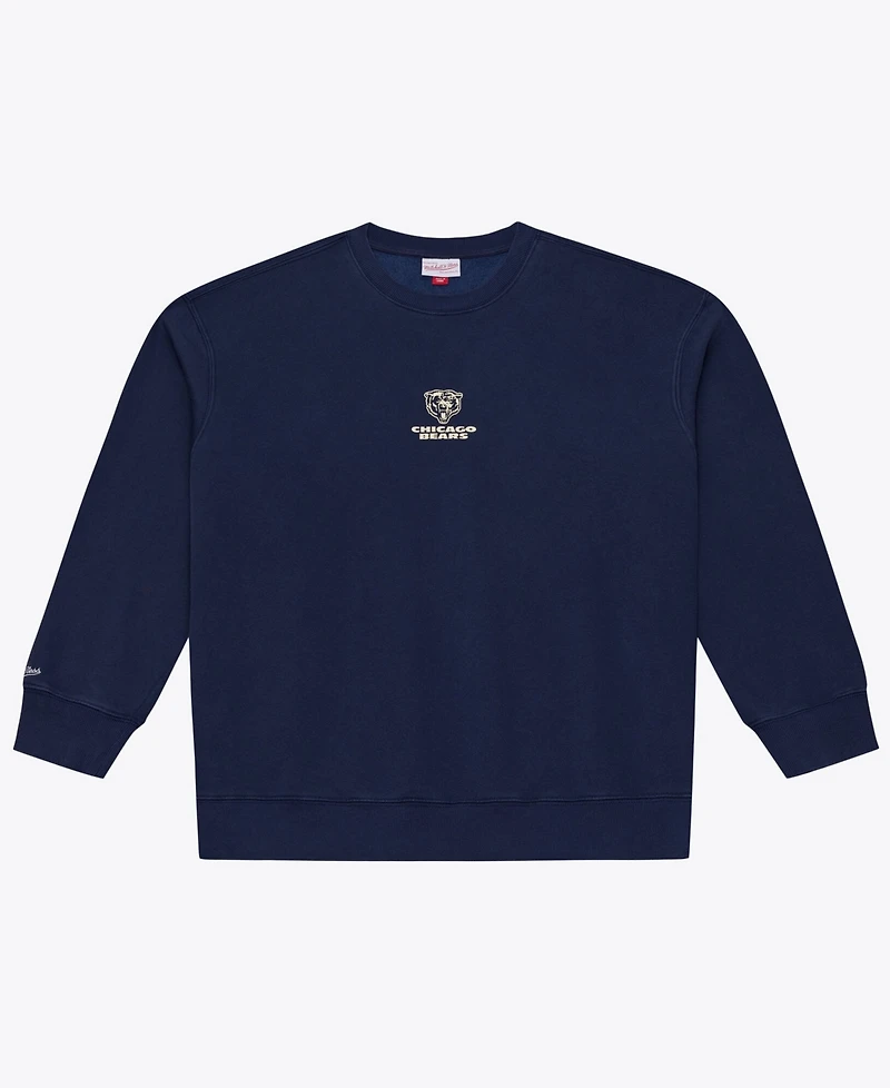 Mitchell & Ness Men's Navy Chicago Bears Core Essentials Micro Logo Fleece Sweatshirt