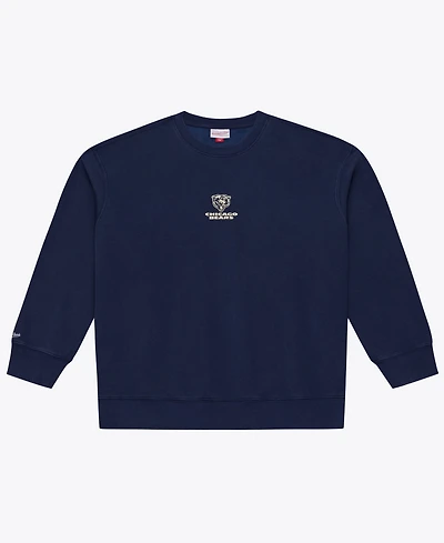 Mitchell & Ness Men's Navy Chicago Bears Core Essentials Micro Logo Fleece Sweatshirt