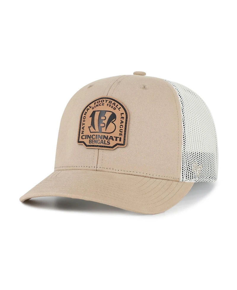 '47 Brand Men's Cincinnati Bengals Bonehide Leather Applique Trucker Hat