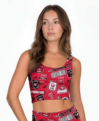 Concepts Sport Women's San Francisco 49ers Wireless Scoop Neck Grady Allover Print Bralette