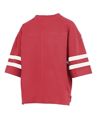Pressbox Women's Wisconsin Badgers Wayne Tyler Oversized Cropped Distressed T-Shirt