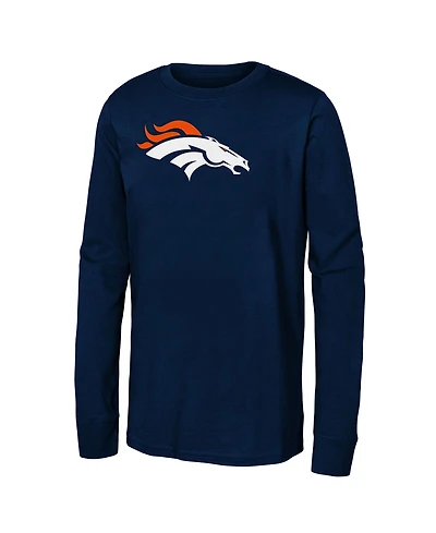 Outerstuff Boys' and Girls' Denver Broncos Primary Logo Long-Sleeve Screen-Print T-Shirt