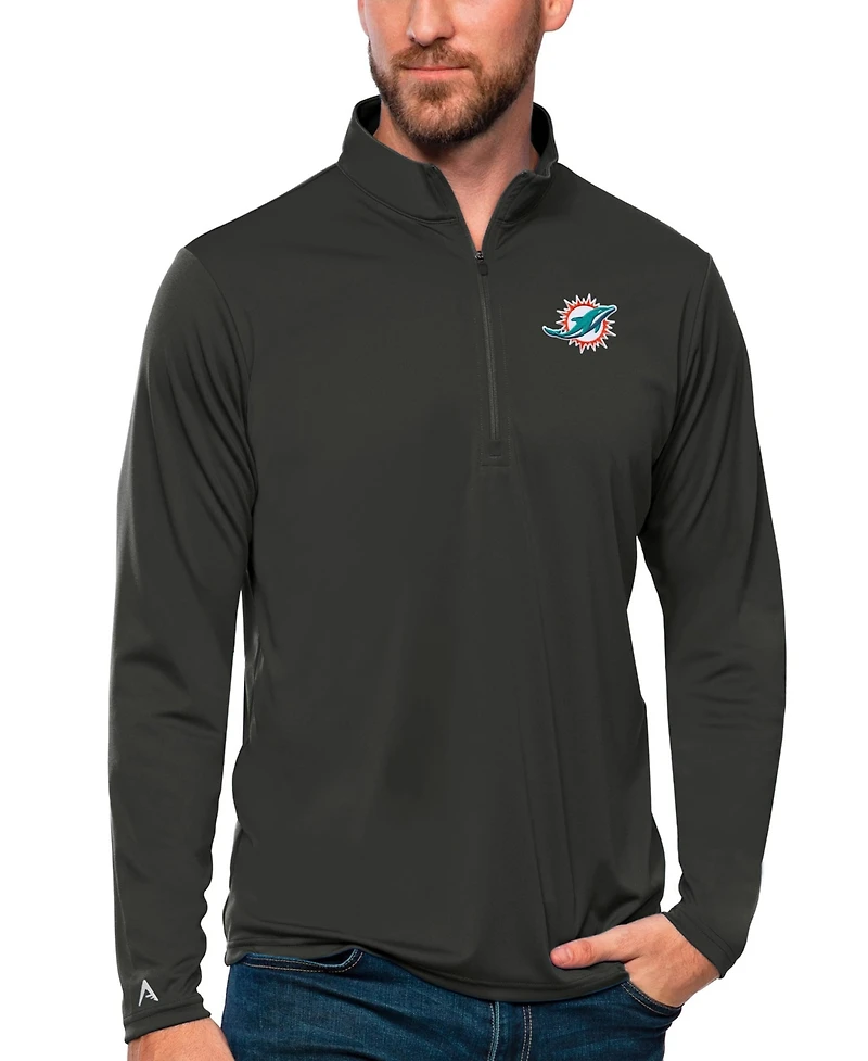 Antigua Men's White Miami Dolphins Tribute Quarter-Zip Lightweight Pullover Jacket