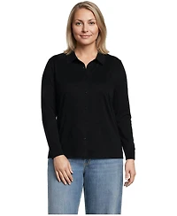 Lands' End Plus Long-Sleeve Button-Front Relaxed-Fit Button-Down Shirt