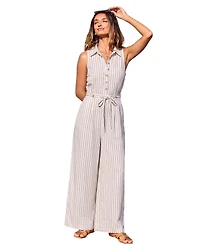 Cupshe Women's Vertical-Stripe Sleeveless Wide-Leg Jumpsuit