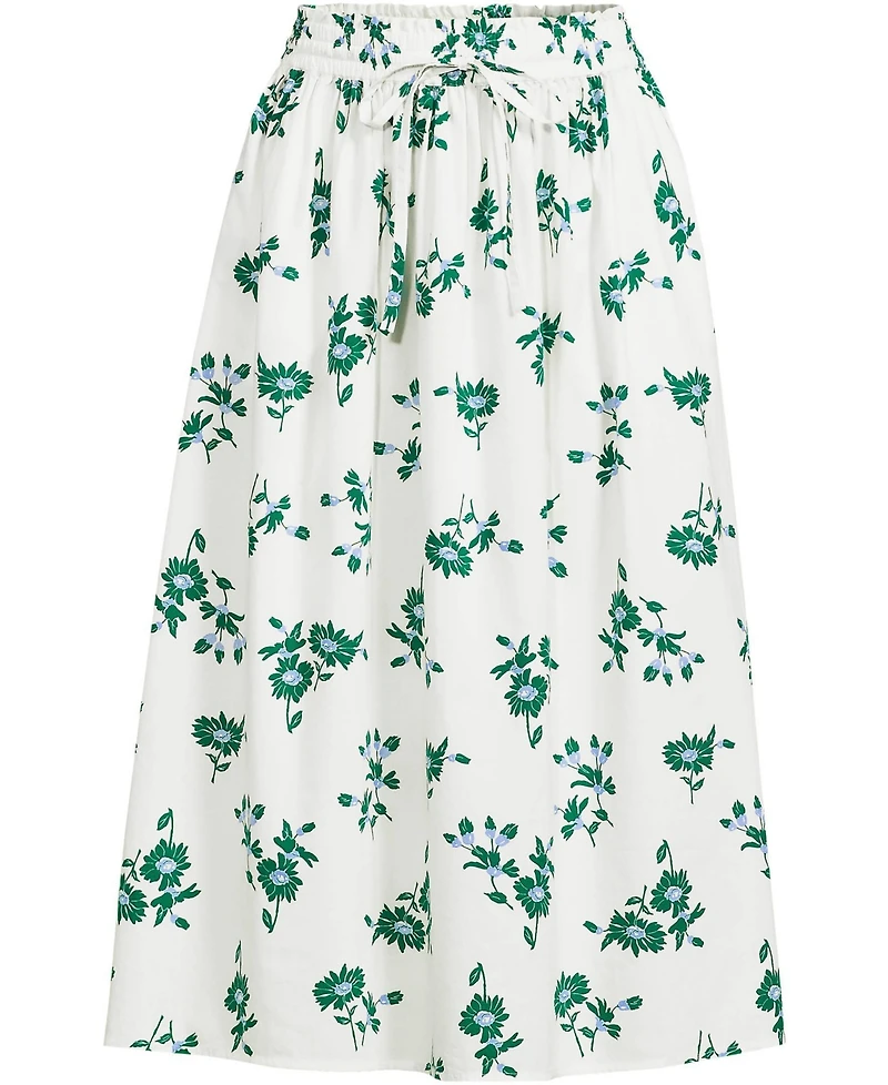 Lands' End Women's Poplin Pull On Midi Skirt