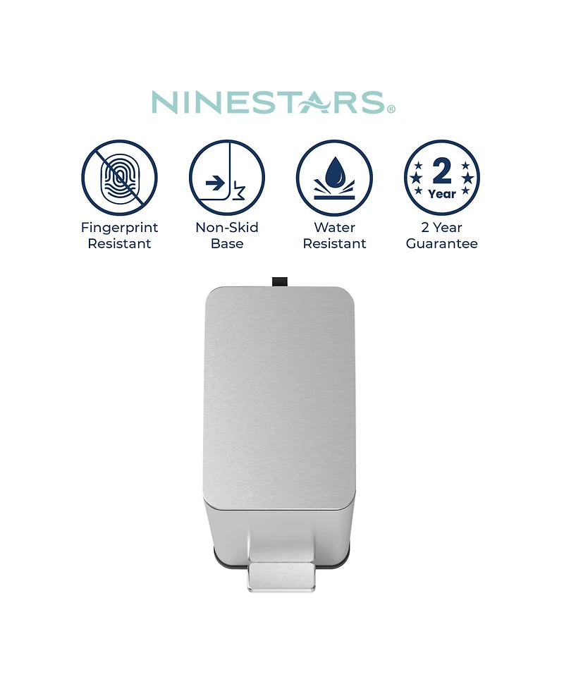 Ninestars Step-On Trash Can 2.6 Gallon, Rectangular Shaped