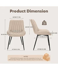 homfan Set of 6 Faux Leather Upholstered Dining Chairs with Curved Backrest and Steel Legs