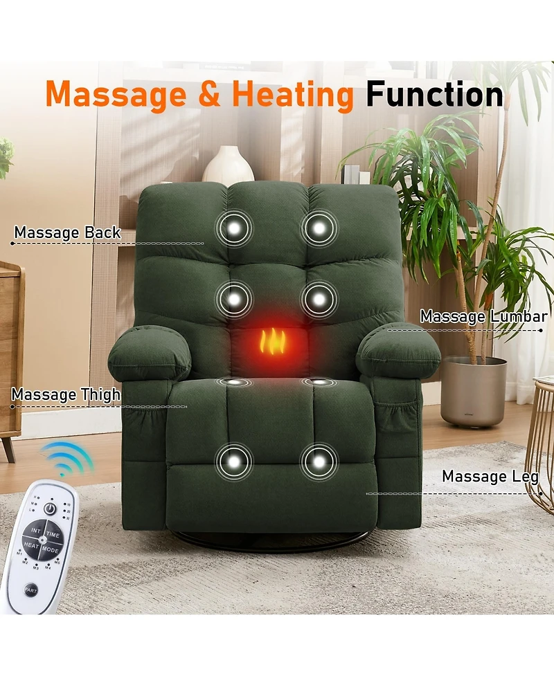 Boyel Living Massage Swivel Recliner Lift Chair with Vibration and Heating for Elderly