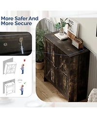 Slickblue Barn Door Shoe Cabinet with 2 Doors and Single Hole Handle