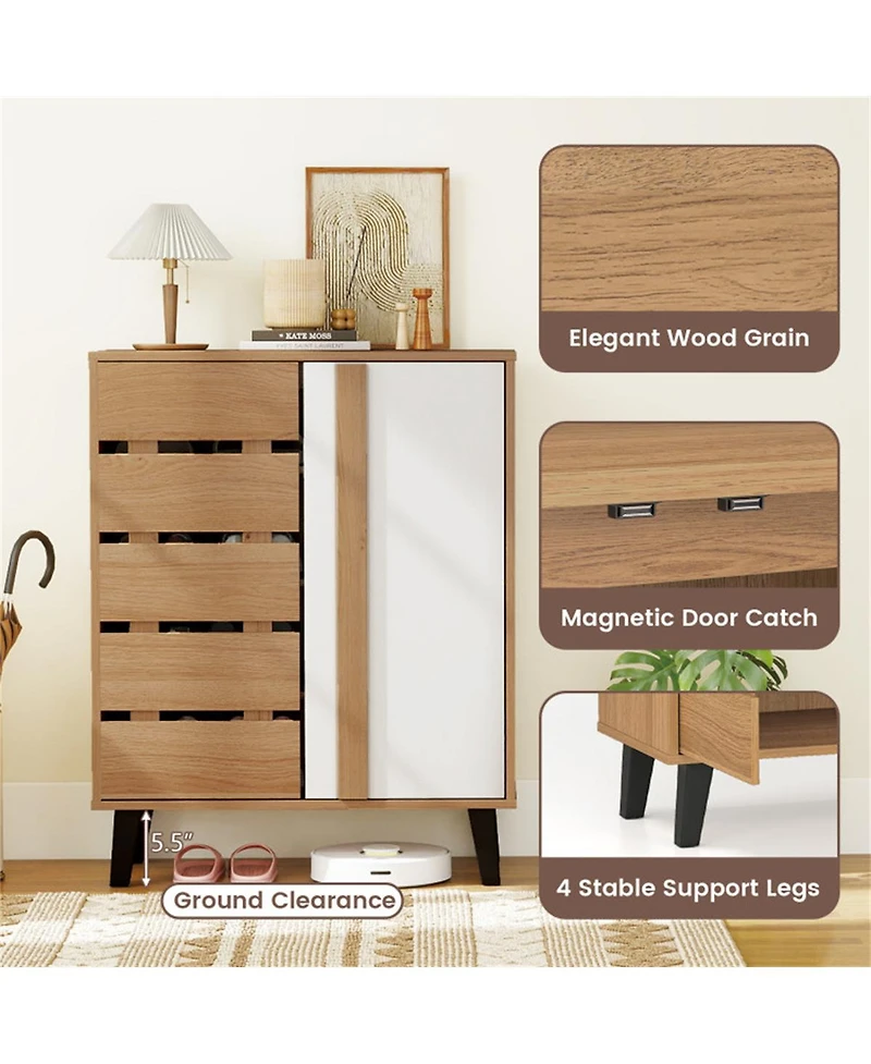 Slickblue 29.5 Inch Shoe Cabinet with 4-Tier Shelves and Adjustable Storage Rack