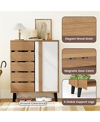 Slickblue 29.5 Inch Shoe Cabinet with 4-Tier Shelves and Adjustable Storage Rack