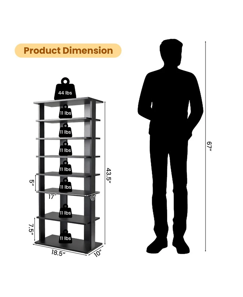Slickblue 7-Tier Entryway Shoe Rack with Double-Row Adjustable Storage