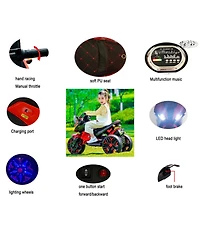 Yobtop Kids Motorcycle 3-Wheel with Manual Throttle, Led Light-Up Wheels & Training Wheels Ride-On Toy, Ages 3-6