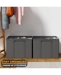 SpaceAid 2 Pack Shoe Storage Organizer for closet, a set of 2 foldable shoe storage containers with adjustable dividers