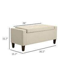 Slickblue Storage Ottoman Bench with High Density Foam and Linen Look Fabric