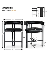 Maison Boucle Modern Counter-Height Bar Stools Set of 4, Low-Profile Back, Metal Frame Seating, 25" Seat Height