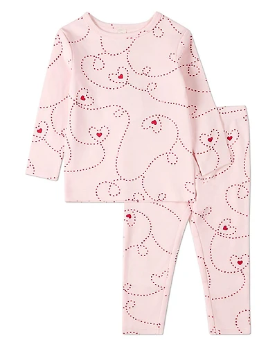 MeMoi Toddler 2T- 4T 2 Piece Girls "Entangled Hearts" 100% Cotton Pullover Pajama Set