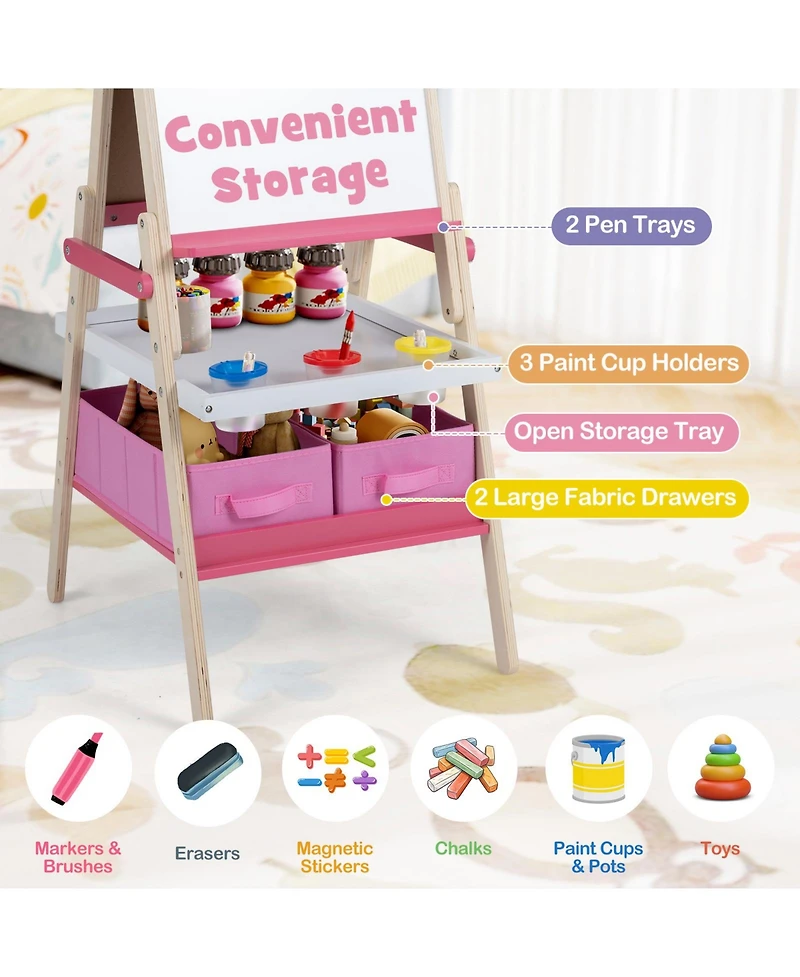 Gymax Ages 3+ Double-Sided Magnetic Easel