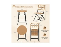 Boyel Living 3 Piece Patio Bistro Set Folding Round Table and Chairs with Wicker Seat
