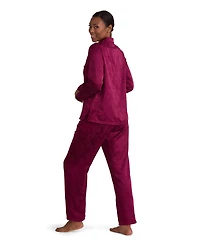 Miss Elaine Women's Brushed Back Satin Long-Sleeve Pajama Set