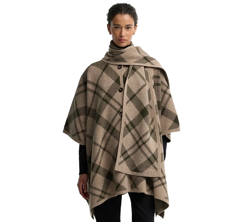 Barbour Women's Vienna Tartan Knitted V-Neck Wool-Blend Cape