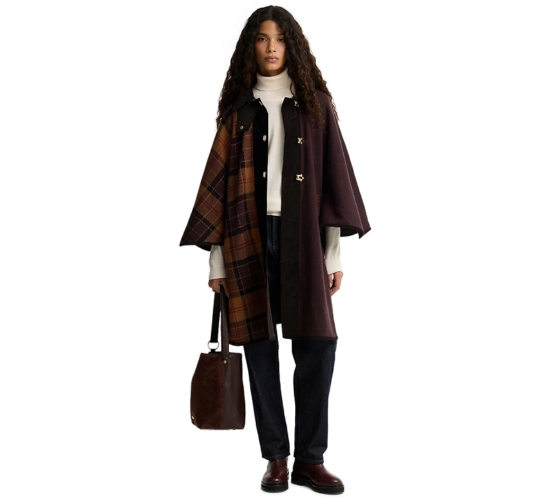 Barbour Women's Elva Tartan Wool-Blend Knitted Cape