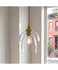 Tribesigns Pendant Light, Modern Chandelier with Double Tier Clear Galss Shade for Kitchen Island