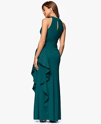 Xscape Petite Ruffled Halter Gown