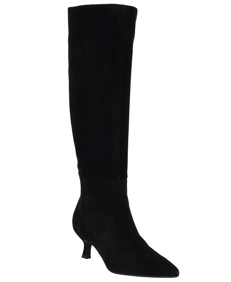 Calvin Klein Women's Akenzie Suede Kitten Heel Tall Dress Boots