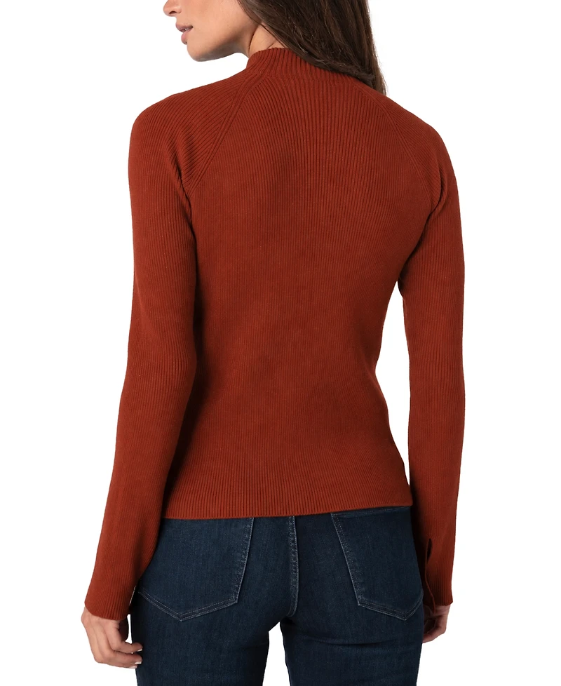 Liverpool Los Angeles Women's Long-Sleeve Turtleneck Mixed-Ribbed Sweater