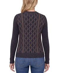 Liverpool Los Angeles Women's Cable-Knit Diamond-Pattern Crewneck Sweater