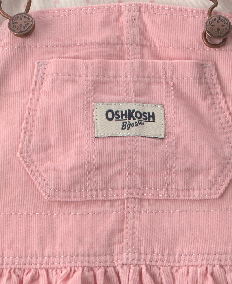 Osh Kosh Baby Girls' Long-Sleeve Polka-Dot Corduroy Top and Overalls Set