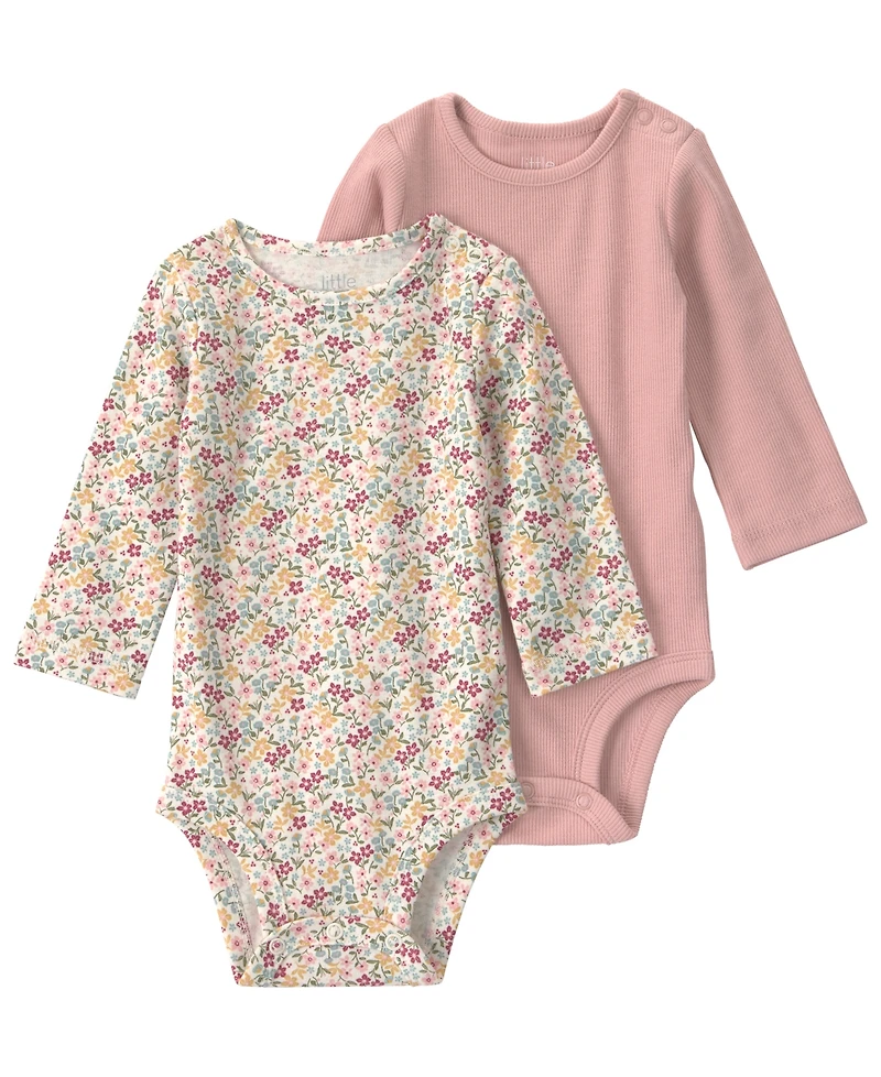 Little Planet by carter's Baby Girls' Cotton Long-Sleeve Bodysuit, 2-Pack