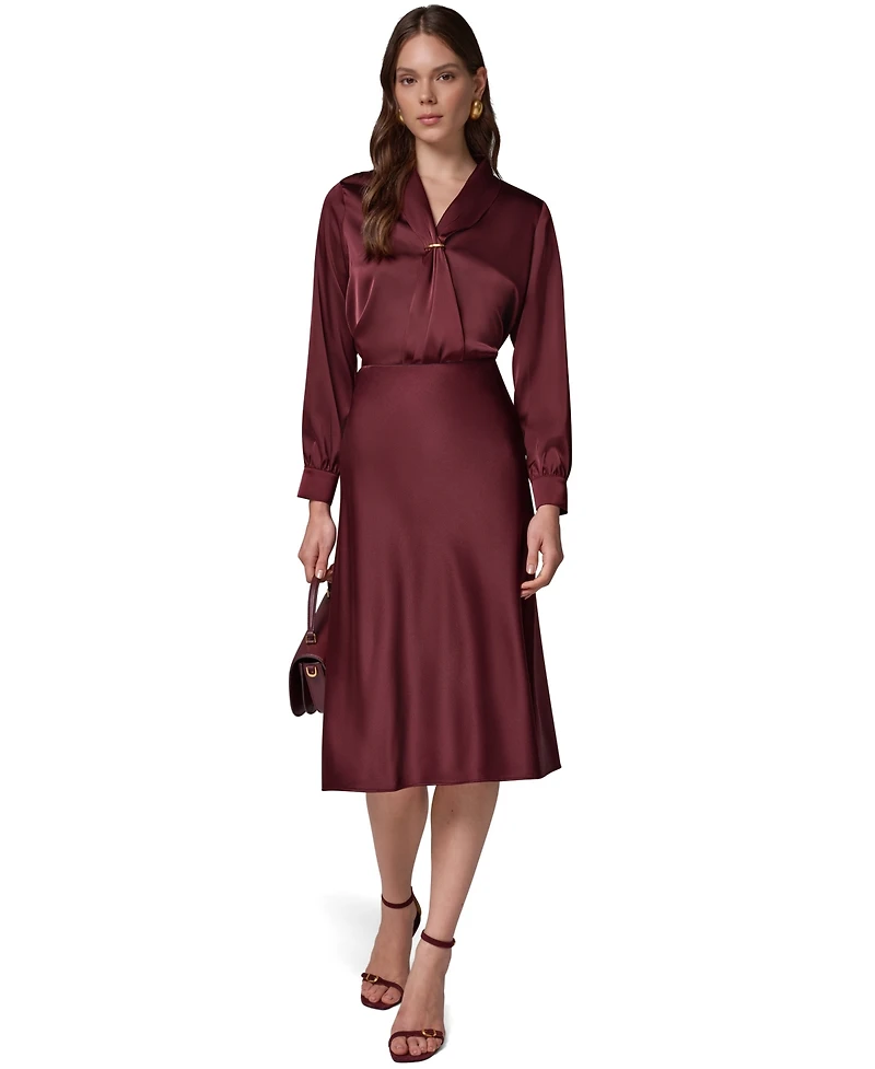 Donna Karan New York Petite High-Waisted A-Line Midi Skirt