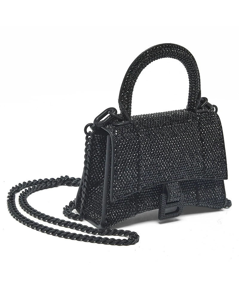 Pre-Owned Balenciaga Women's Nano Hourglass Crystal Embellished Top Handle Bag
