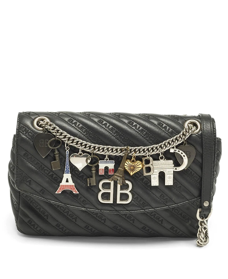 Pre-Owned Balenciaga Women's Bb Paris Charm Quilted Leather Shoulder Bag