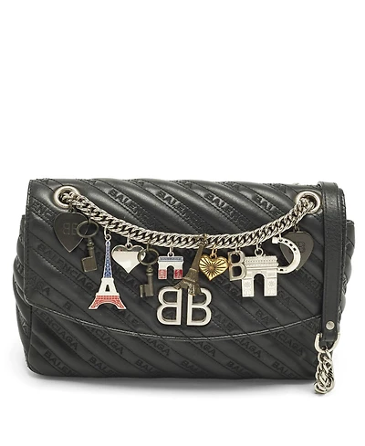 Pre-Owned Balenciaga Women's Bb Paris Charm Quilted Leather Shoulder Bag