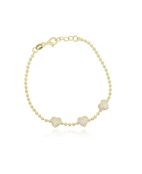 The Lovery Cz Heart Trio Bead Bracelet 14K Gold-Plated Sterling Silver
