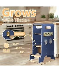 Fed Fitness Toddler Tower 4-in-1 Multifunctional Kitchen Stool Helper with Removable Safety Board, Adjustable Heights