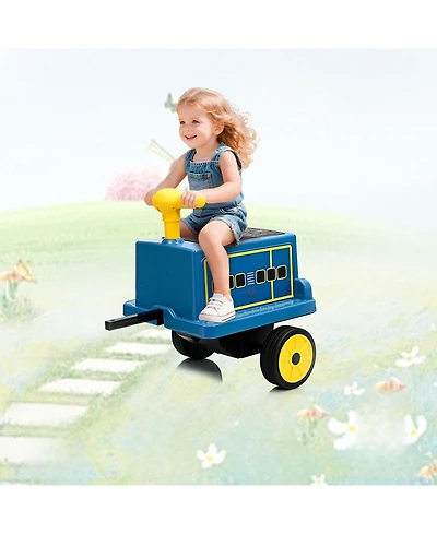 homfan 22.2x14.6x19.3 Licensed Chuggington Toy Train 12V Kids Battery Powered Ride-On, Music and Sounds, for Outdoor Fun