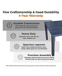 Mega Casa Hips All-Weather Outdoor Patio Dining Table with Umbrella Hole, Heavy-Duty Square Bistro Table with Aluminum Frame