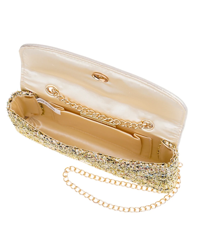 Nina Cerise Metallic Tweed Mini Crossbody Handbag