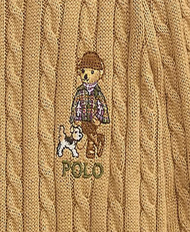 Polo Ralph Lauren Girls' 2T-6X Bear Mini-Cable Cotton Cardigan